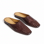 Women's Mules Leather Woven Slip-On Shoes 1