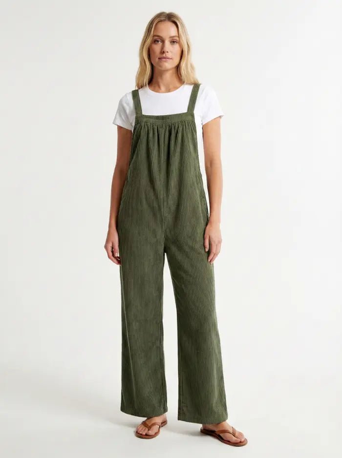 Women's Overalls Corduroy Loose Fit-Jumpsuits & Overalls-CAMOUFIT-Olive-S-Camoufit
