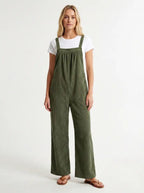 Women's Overalls Corduroy Loose Fit-Jumpsuits & Overalls-CAMOUFIT-Olive-S-Camoufit