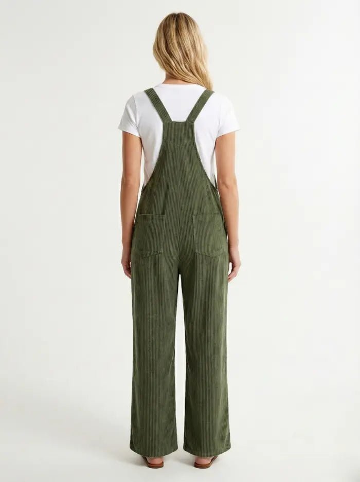 Women's Overalls Corduroy Loose Fit-Jumpsuits & Overalls-CAMOUFIT-Olive-S-Camoufit