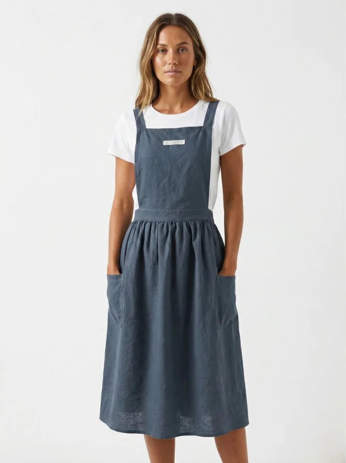 Women's Pleated Casual Cotton Apron-Jumpsuits & Overalls-CAMOUFIT-Dark Gray-One Size-Camoufit