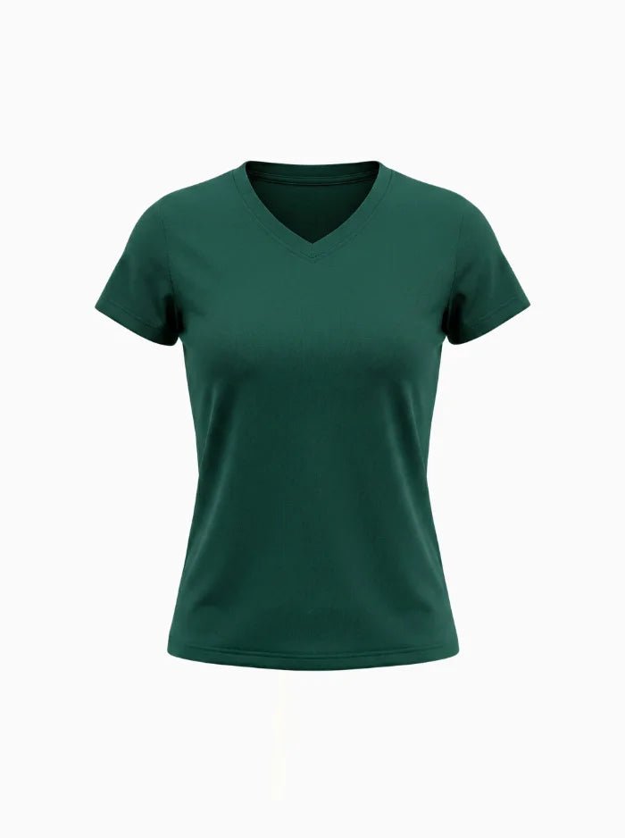 Women’s Quick-Dry V-Neck Performance T-Shirt-Women's T-shirt-CAMOUFIT-Jade Green-S-Camoufit