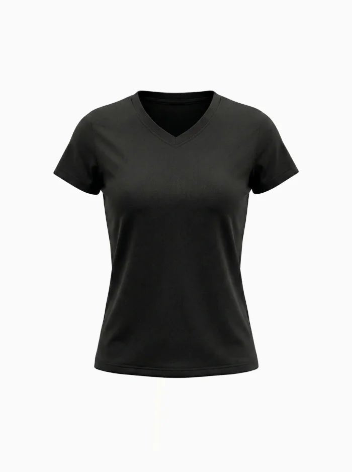 Women’s Quick-Dry V-Neck Performance T-Shirt-Women's T-shirt-CAMOUFIT-Black-S-Camoufit