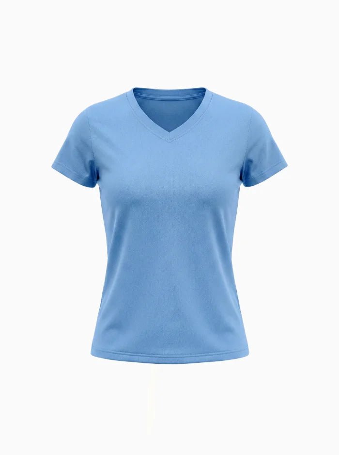 Women’s Quick-Dry V-Neck Performance T-Shirt-Women's T-shirt-CAMOUFIT-Light Blue-S-Camoufit
