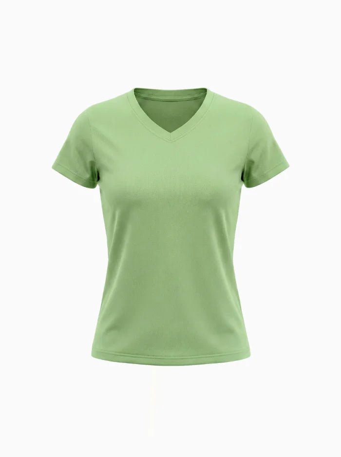 Women’s Quick-Dry V-Neck Performance T-Shirt-Women's T-shirt-CAMOUFIT-Light Green-S-Camoufit