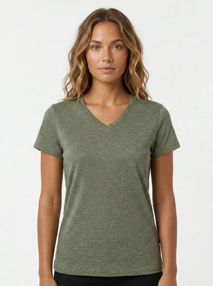 Women’s Quick-Dry V-Neck Running T-Shirt-Women's T-shirt-CAMOUFIT-Army Green-S-Camoufit