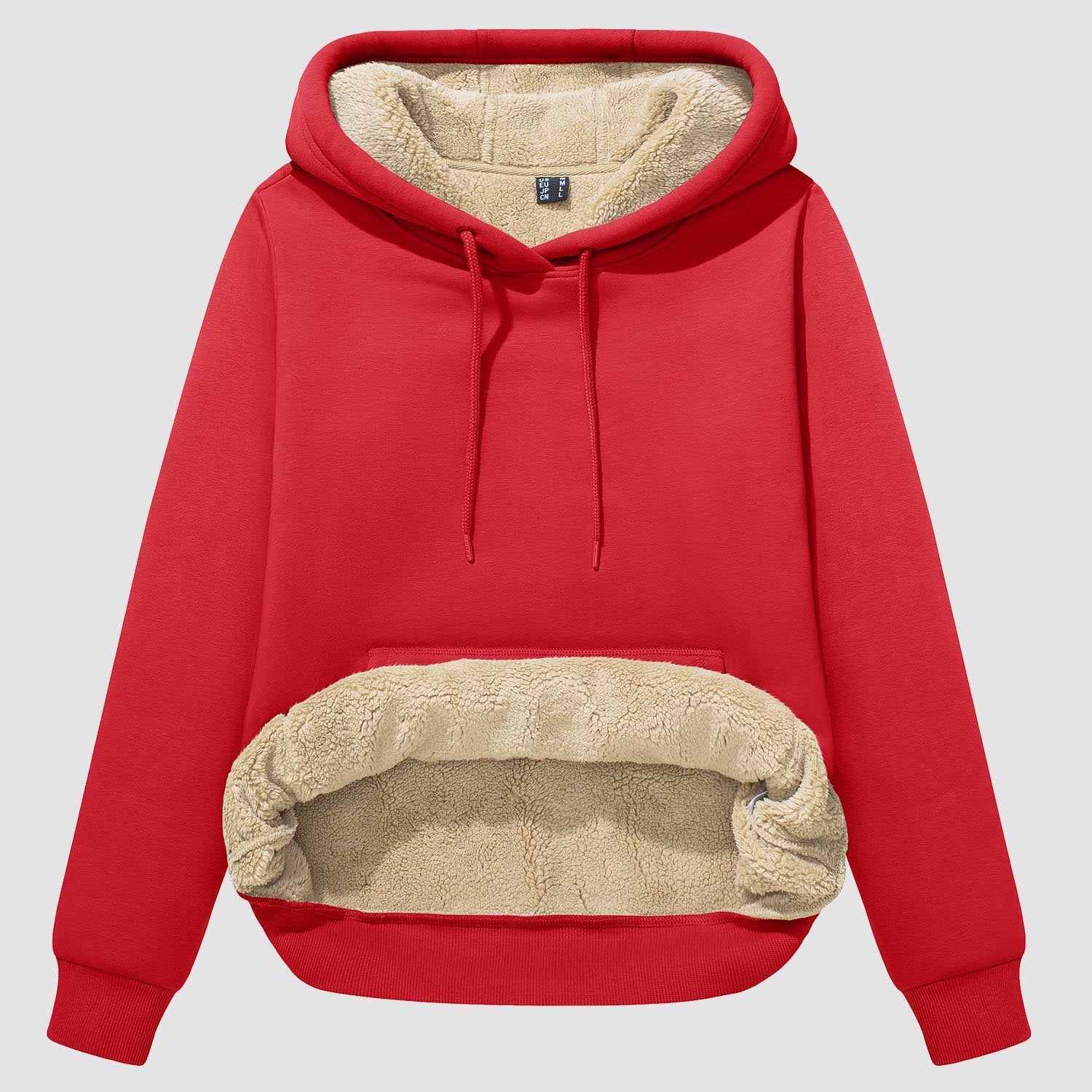 Evi Women's Fleece Hoodie – Warm Lined Comfort with Kangaroo Pocket-Women's hoodie-CAMOUFIT-Red-S-Camoufit