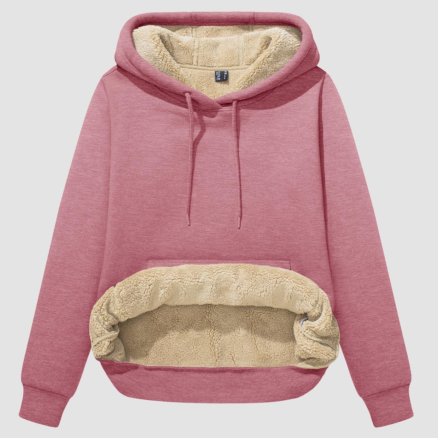 Evi Women's Fleece Hoodie – Warm Lined Comfort with Kangaroo Pocket-Women's hoodie-CAMOUFIT-Pink-S-Camoufit