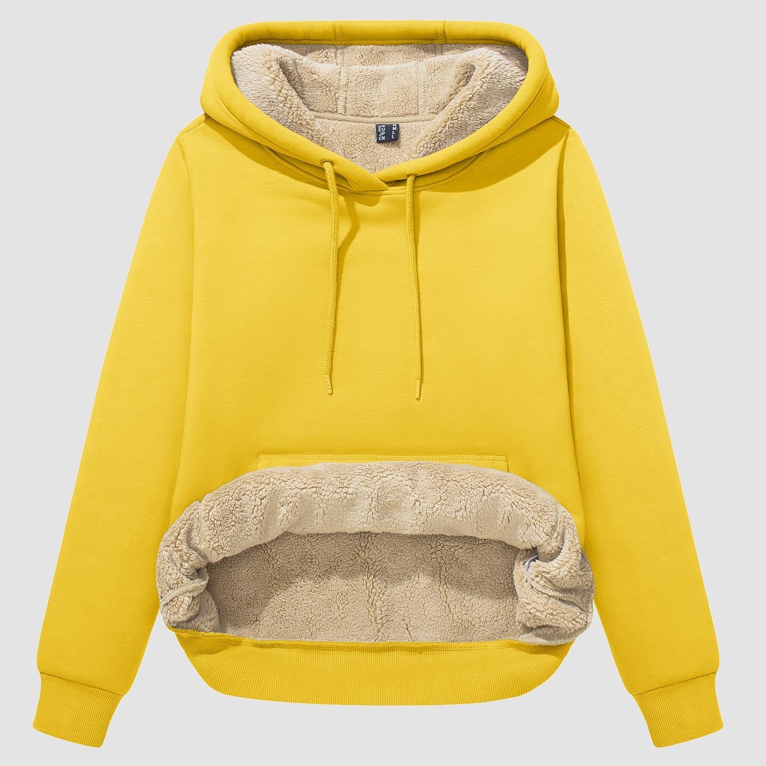 Evi Women's Fleece Hoodie – Warm Lined Comfort with Kangaroo Pocket-Women's hoodie-CAMOUFIT-Yellow-S-Camoufit