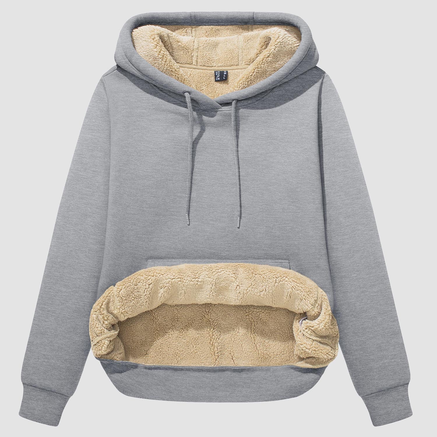 Evi Women's Fleece Hoodie – Warm Lined Comfort with Kangaroo Pocket-Women's hoodie-CAMOUFIT-Light Grey-S-Camoufit