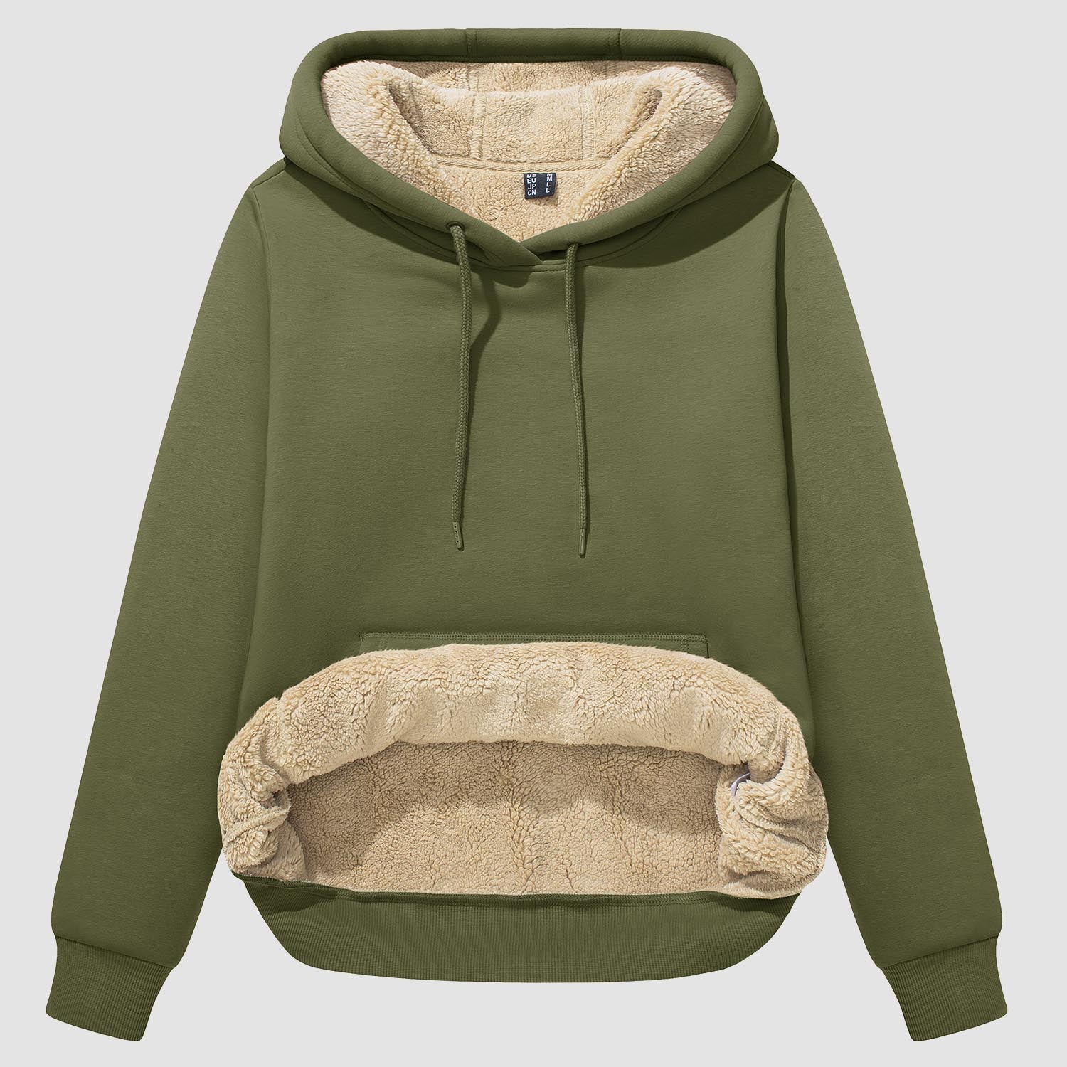 Evi Women's Fleece Hoodie – Warm Lined Comfort with Kangaroo Pocket-Women's hoodie-CAMOUFIT-Army Green-S-Camoufit