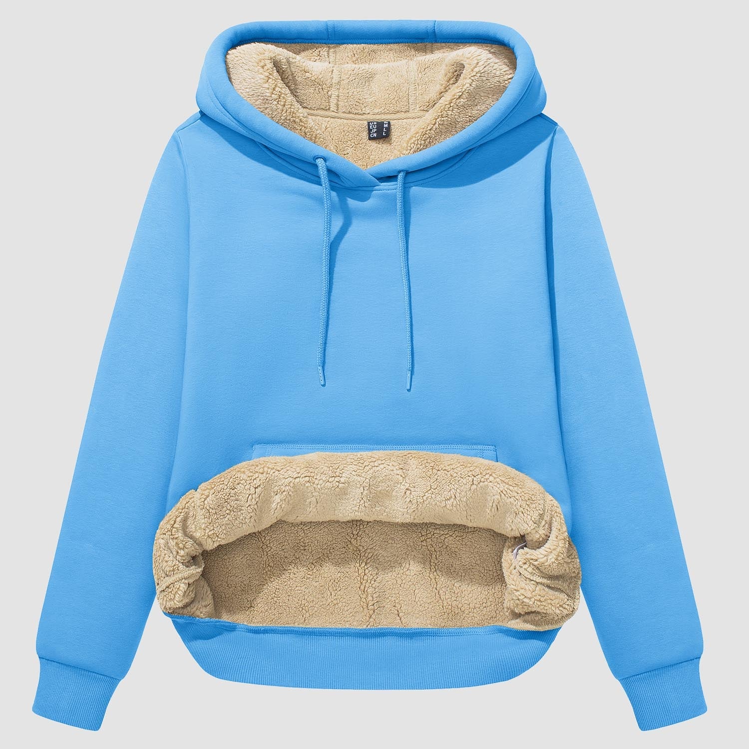 Evi Women's Fleece Hoodie – Warm Lined Comfort with Kangaroo Pocket-Women's hoodie-CAMOUFIT-Sky Blue-S-Camoufit