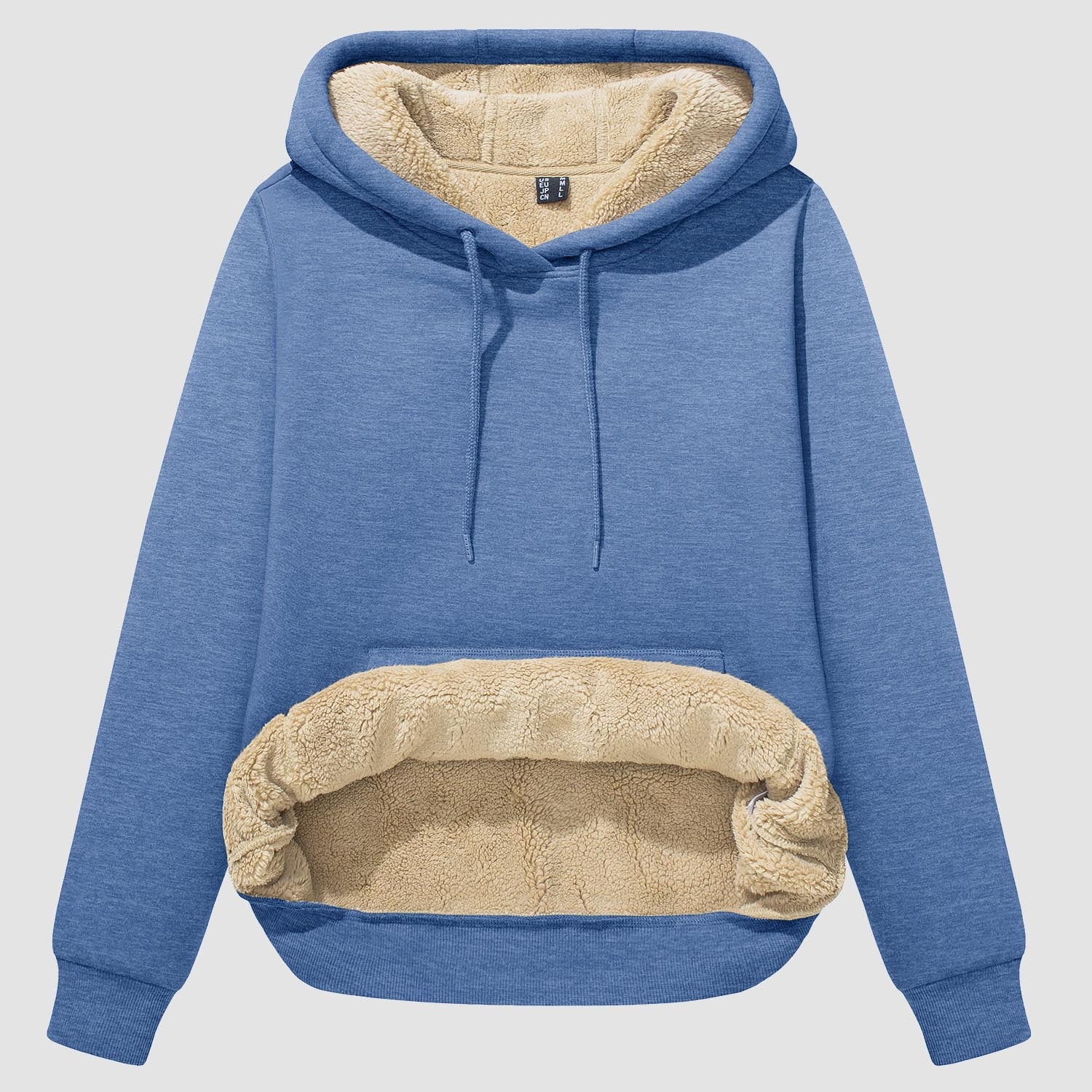Evi Women's Fleece Hoodie – Warm Lined Comfort with Kangaroo Pocket-Women's hoodie-CAMOUFIT-Grey Blue-S-Camoufit