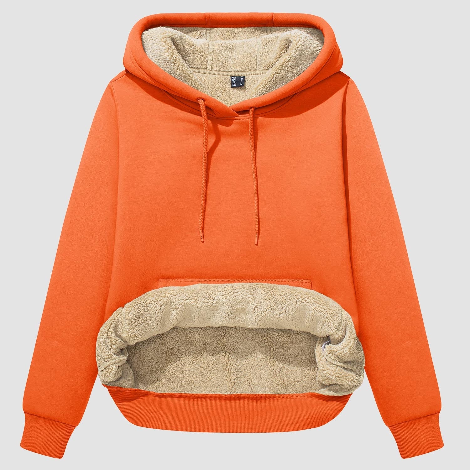 Evi Women's Fleece Hoodie – Warm Lined Comfort with Kangaroo Pocket-Women's hoodie-CAMOUFIT-Orange-S-Camoufit