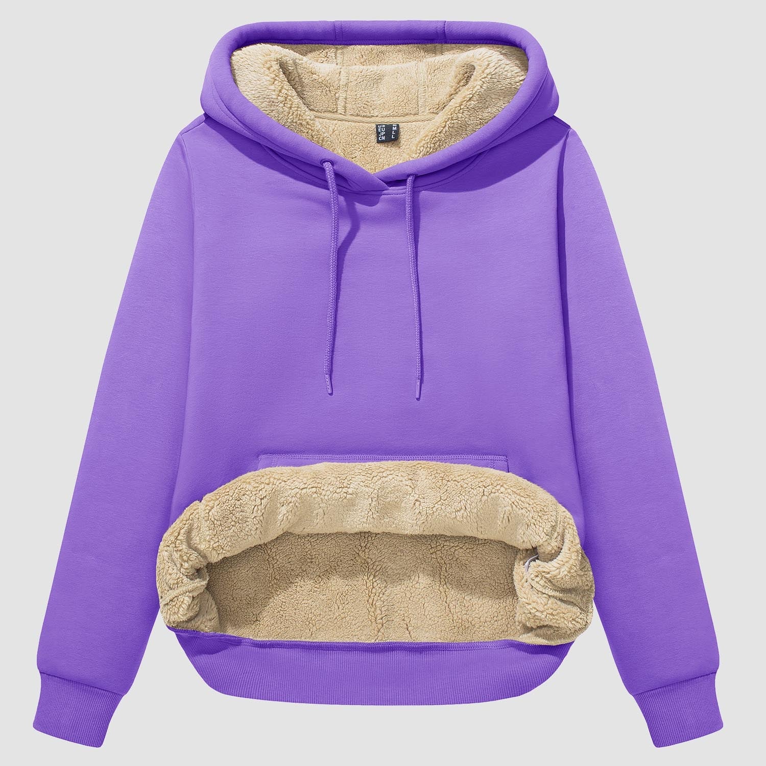 Evi Women's Fleece Hoodie – Warm Lined Comfort with Kangaroo Pocket-Women's hoodie-CAMOUFIT-Violet-S-Camoufit
