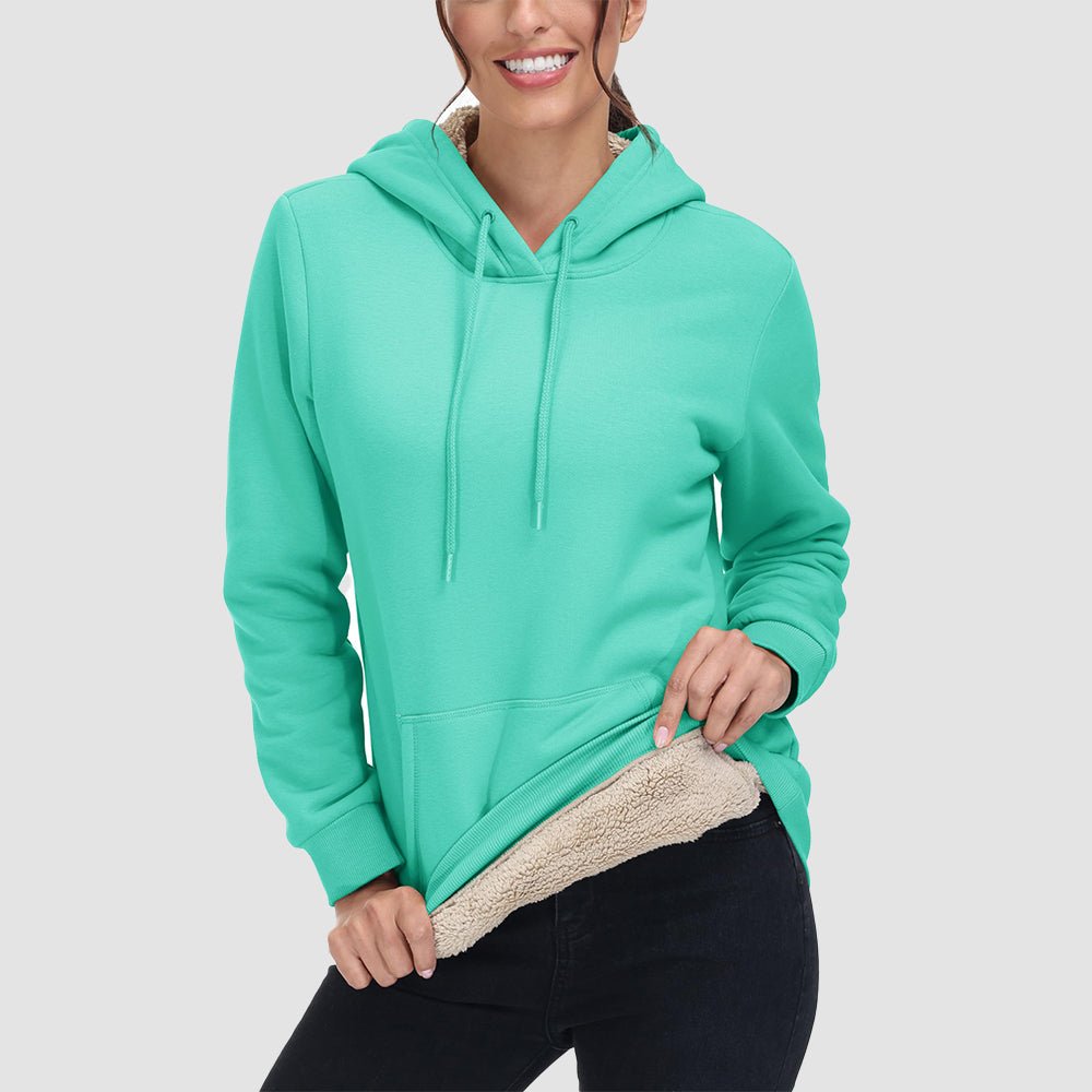 Evi Women's Fleece Hoodie – Warm Lined Comfort with Kangaroo Pocket-Women's hoodie-CAMOUFIT-Khaki-S-Camoufit