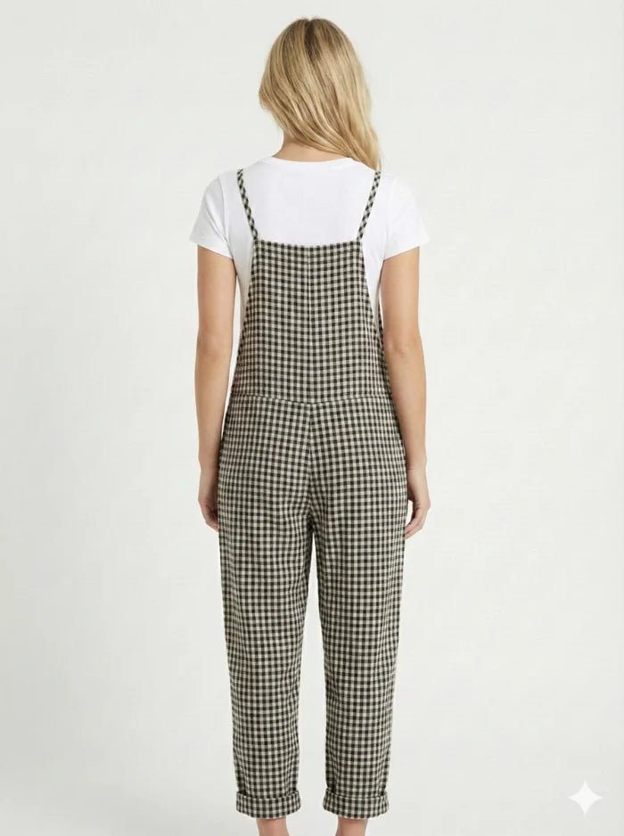 Women's Striped Wide Leg Overalls-Jumpsuits & Overalls-CAMOUFIT-Black-S-Camoufit