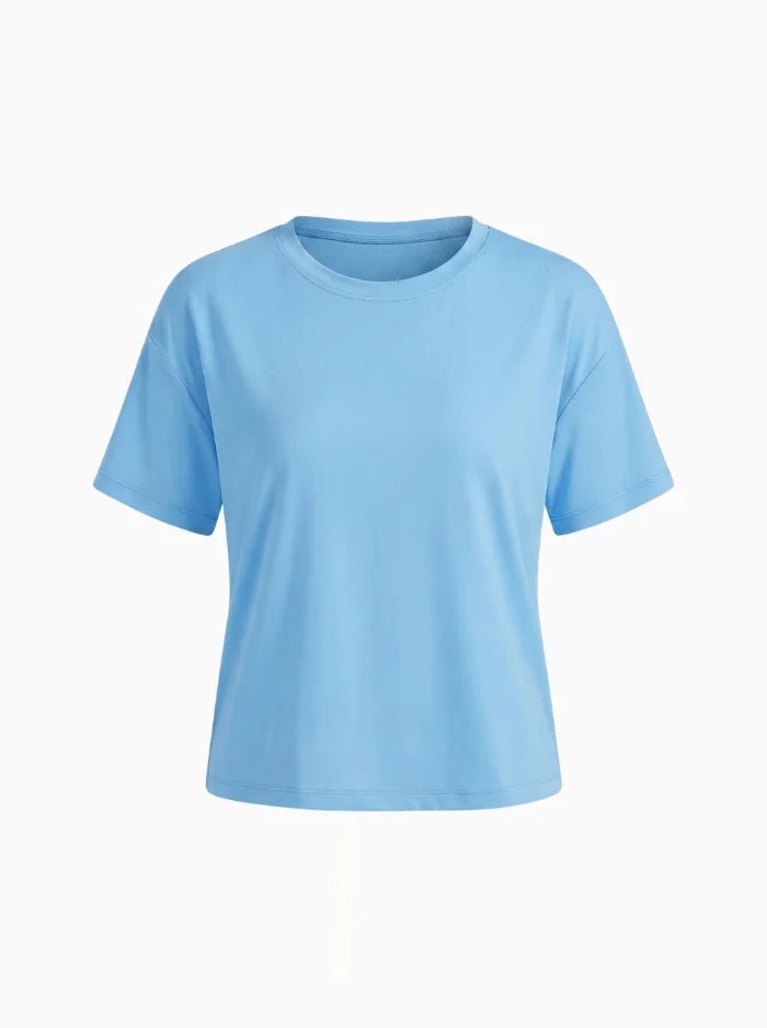 Women’s UPF 50+ Cotton Blend Cropped T-Shirt-Women's Crop Top-CAMOUFIT-Sky Blue-S-Camoufit