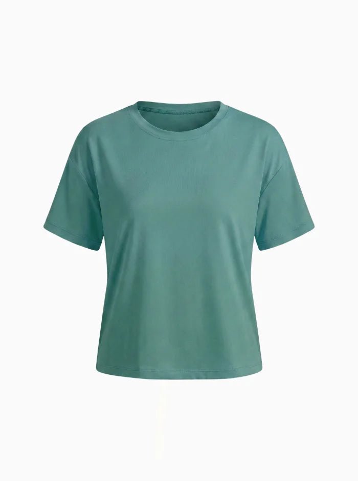 Women’s UPF 50+ Cotton Blend Cropped T-Shirt-Women's Crop Top-CAMOUFIT-Green-S-Camoufit