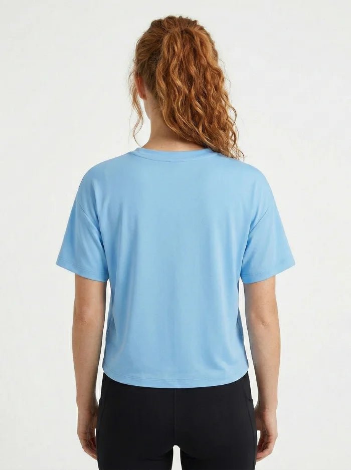 Women’s UPF 50+ Cotton Blend Cropped T-Shirt-Women's Crop Top-CAMOUFIT-Sky Blue-S-Camoufit