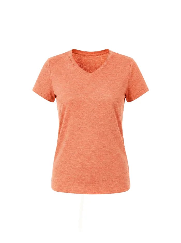 Women’s Quick-Dry V-Neck Running T-Shirt-Women's T-shirt-CAMOUFIT-Orange-S-Camoufit