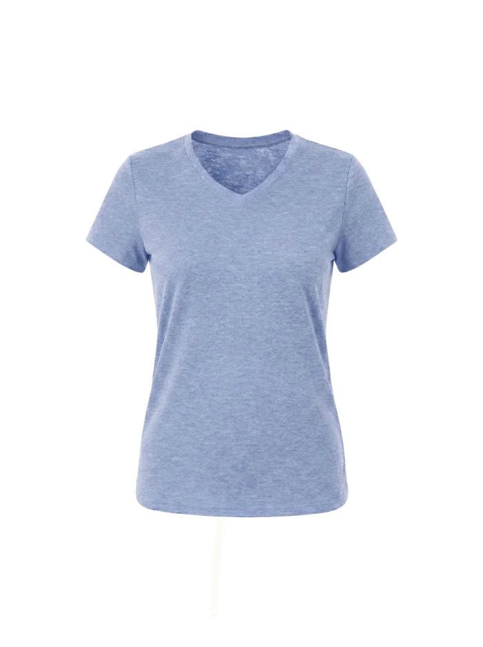 Women’s Quick-Dry V-Neck Running T-Shirt-Women's T-shirt-CAMOUFIT-Light Blue-S-Camoufit