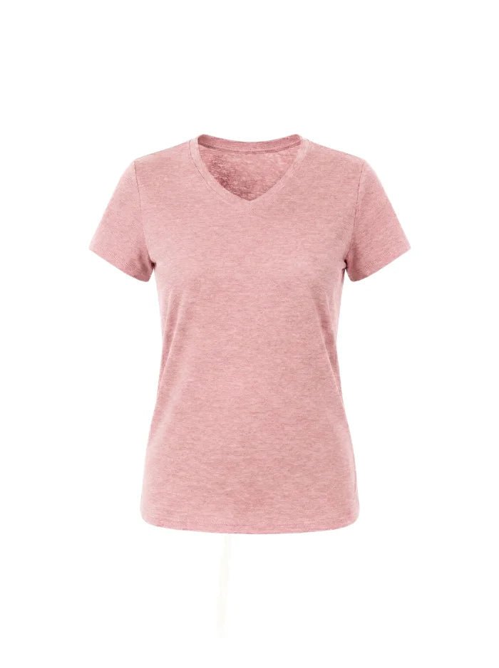 Women’s Quick-Dry V-Neck Running T-Shirt-Women's T-shirt-CAMOUFIT-Pink-S-Camoufit