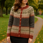 Women's Warm Norwegian Knit Cardigan | Button-Down 1