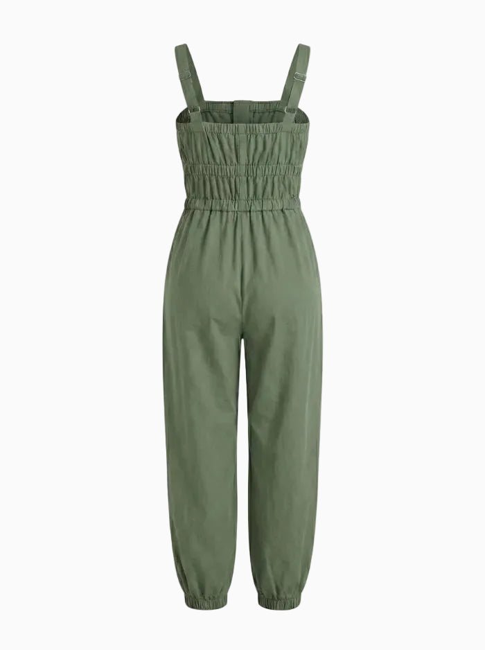 Women's Zip Closure Overalls-Jumpsuits & Overalls-CAMOUFIT-Olive-S-Camoufit