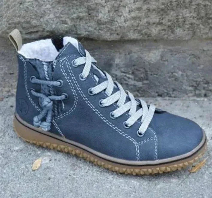 Velira Women's Lace-Up Winter Shoes - Warm Lined Leisure Fit-Women's Winter Boots-Blue-4-Camoufit