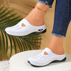 Women's Slip-On Mesh Mule Sneakers with Breathable Cut-Out Backless Comfort Walking Shoes-Women's Slippers-Grey-4-