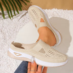 Women's Slip-On Mesh Mule Sneakers with Breathable Cut-Out Backless Comfort Walking Shoes-Women's Slippers-Grey-4-