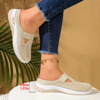 Women's Slip-On Mesh Mule Sneakers with Breathable Cut-Out Backless Comfort Walking Shoes-Women's Slippers-Grey-4-