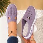 Women's Slip-On Mesh Mule Sneakers with Breathable Cut-Out Backless Comfort Walking Shoes-Women's Slippers-Light Purple-4-