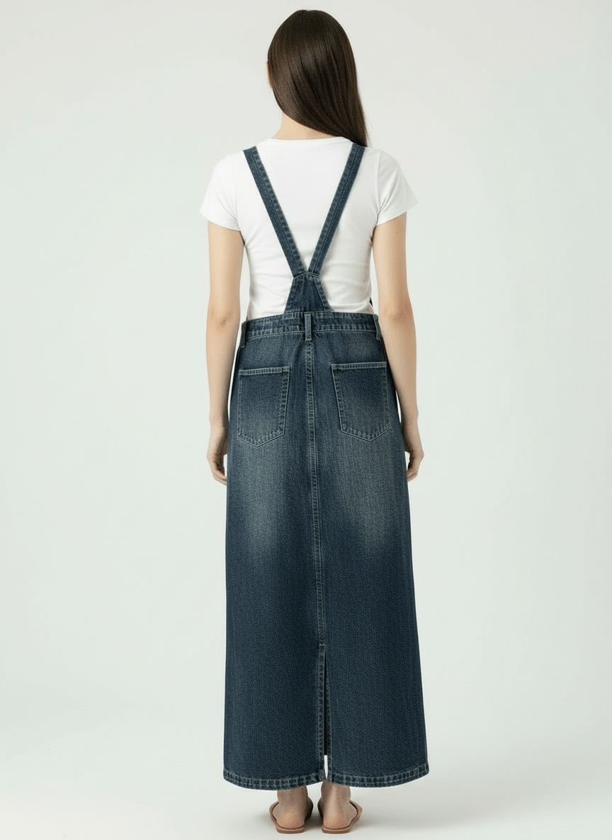 Women's Denim Overall Dress Cotton Vintage-Inspired-Dresses-CAMOUFIT-Blue-S-Camoufit