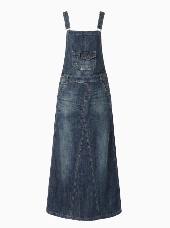 Women's Denim Overall Dress Cotton Vintage-Inspired-Dresses-CAMOUFIT-Blue-S-Camoufit