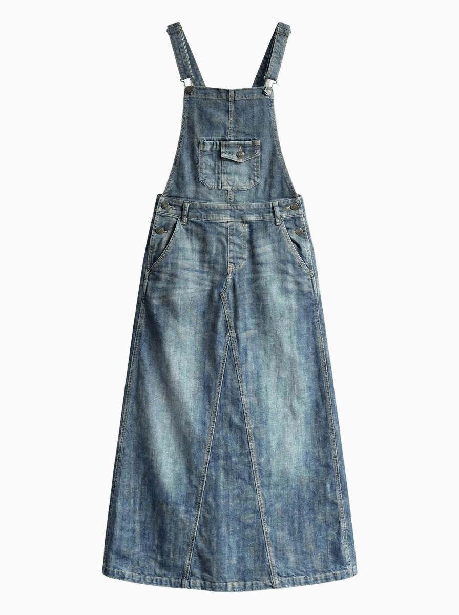 Women's Denim Overall Dress Cotton Vintage-Inspired-Dresses-CAMOUFIT-Light Blue-S-Camoufit