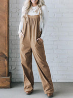 Women's Overalls Corduroy Loose Fit-Jumpsuits & Overalls-CAMOUFIT-Khaki-S-Camoufit