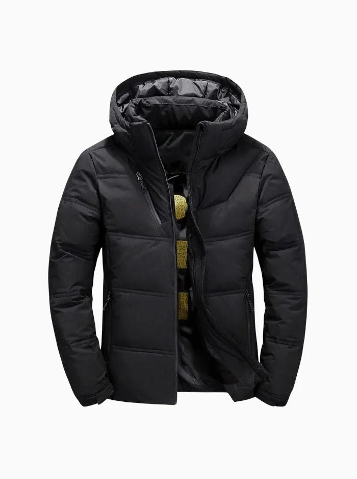 Wulfin Men's Winter Down Jacket – Warm Lightweight Puffer Coat-Men's Puffer Jacket-CAMOUFIT-Black-S-Camoufit