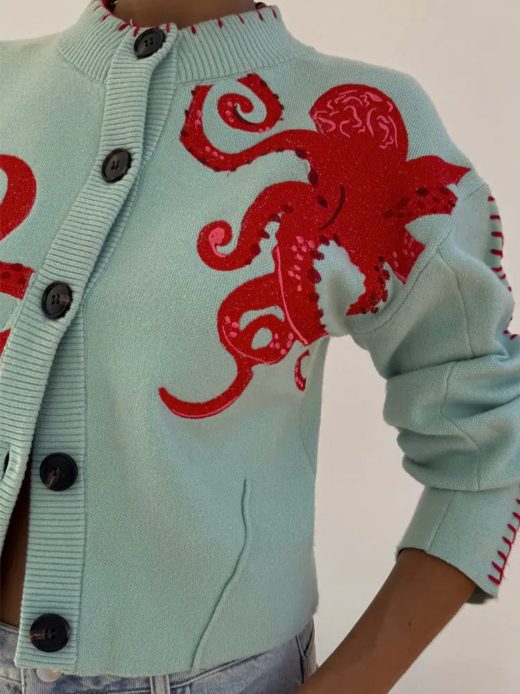 Luna | Women’s Cardigan | Octopus Pattern Knit