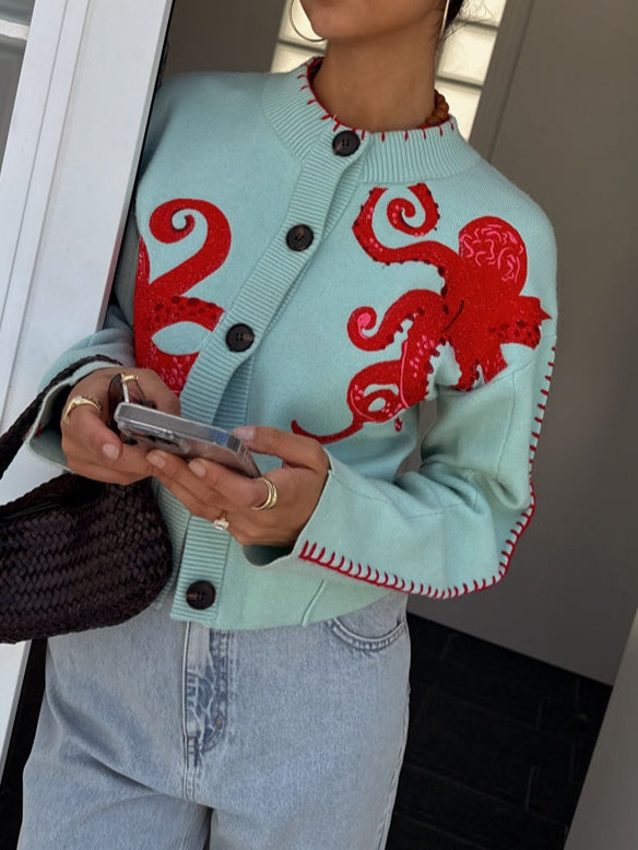 Luna | Women’s Cardigan | Octopus Pattern Knit