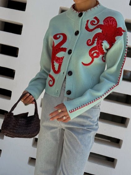 Luna | Women’s Cardigan | Octopus Pattern Knit
