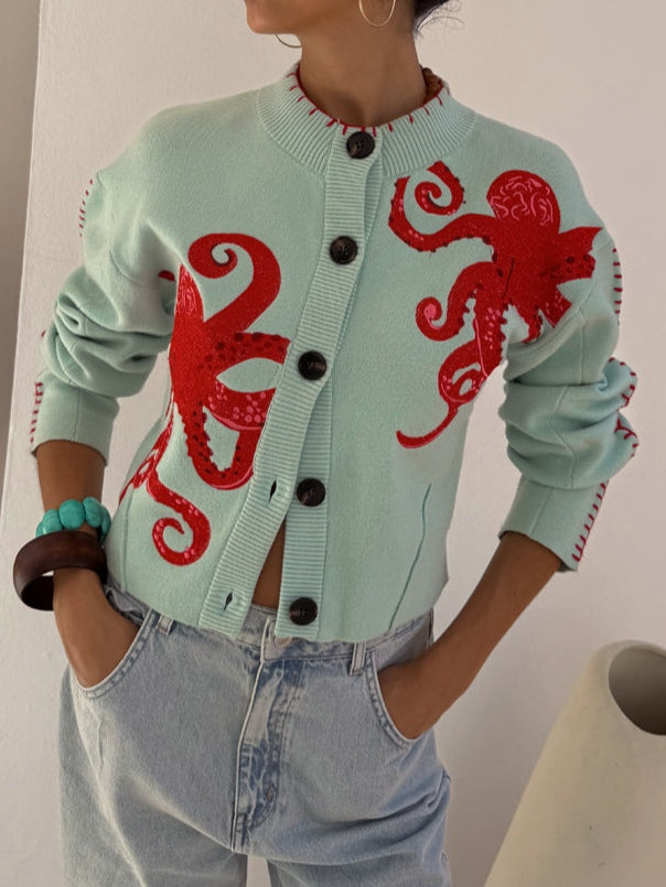 Luna | Women’s Cardigan | Octopus Pattern Knit