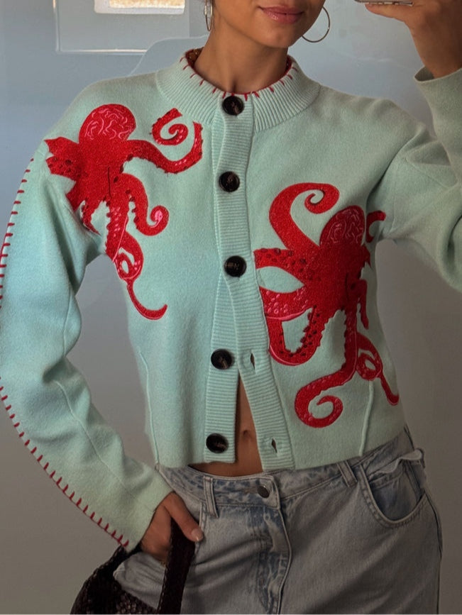 Luna | Women’s Cardigan | Octopus Pattern Knit