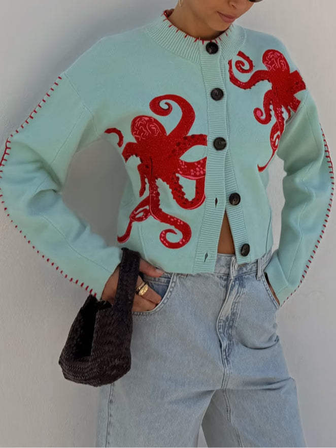 Luna | Women’s Cardigan | Octopus Pattern Knit