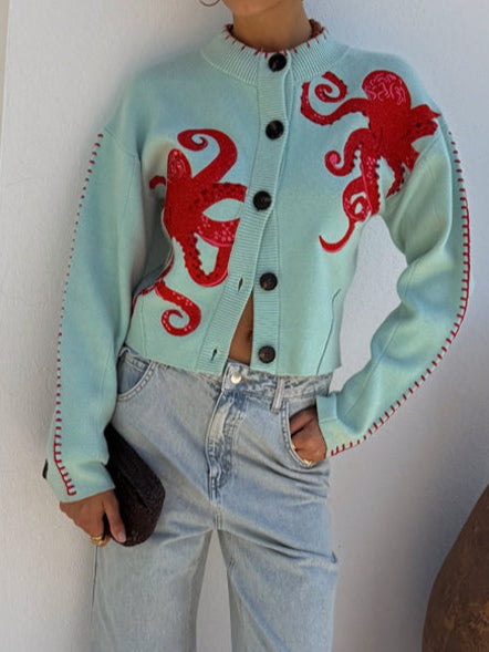 Luna | Women’s Cardigan | Octopus Pattern Knit
