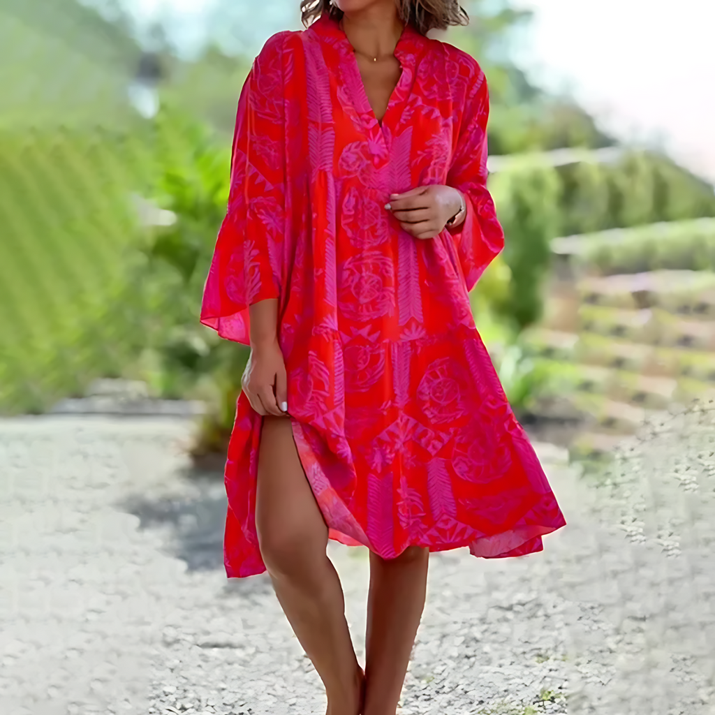 Zita Women's Stylish Summer Dress – Lightweight Elegant Everyday Style-Summer Dress-Red-S-Camoufit