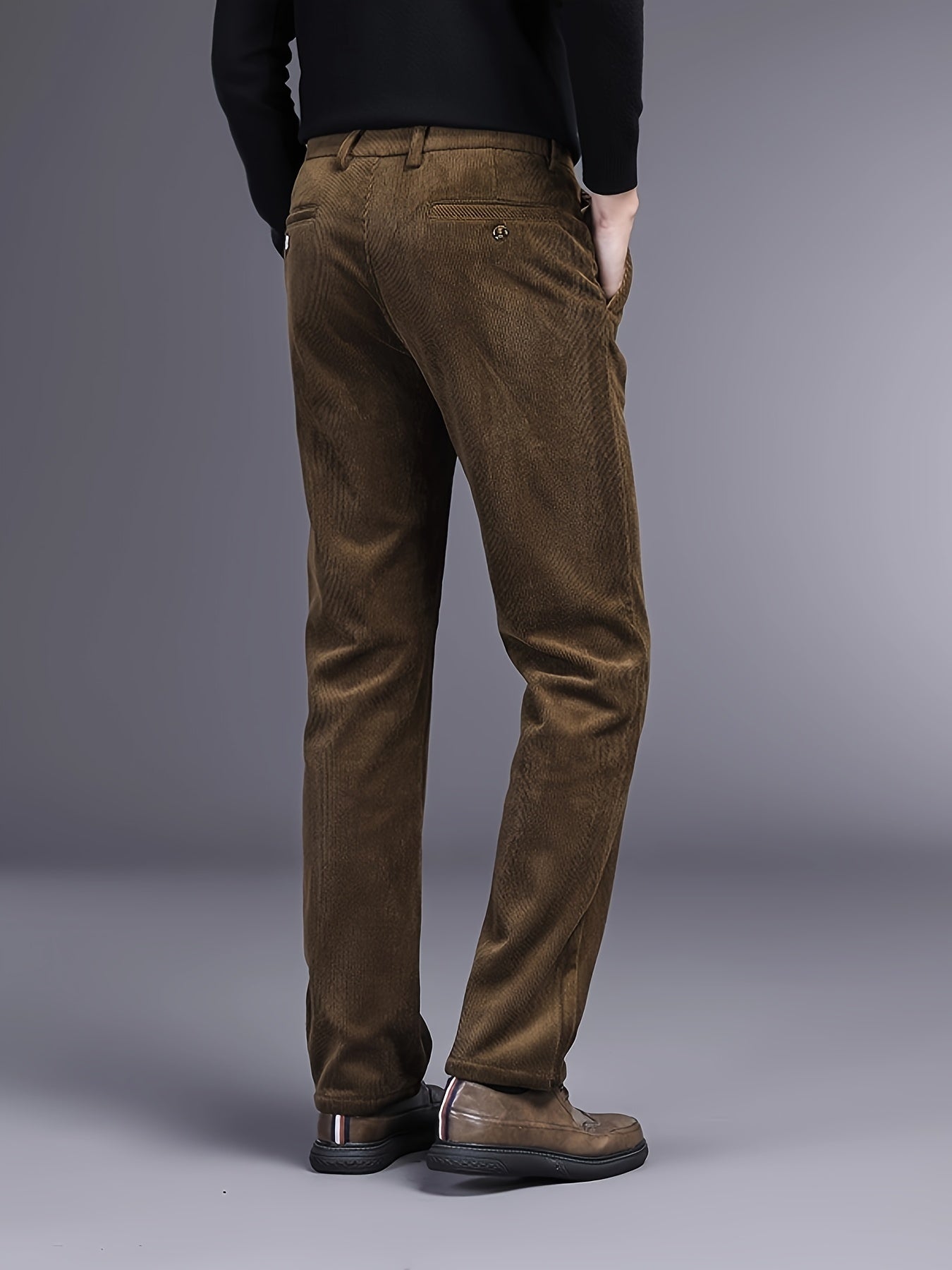 Men's Slim Straight Corduroy Pants – Stretch Winter Comfort Fit-Men's Corduroy Trousers-Black-30-