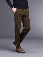 Men's Slim Straight Corduroy Pants – Stretch Winter Comfort Fit-Men's Corduroy Trousers-Black-30-