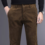 Men's Slim Straight Corduroy Pants – Stretch Winter Comfort Fit-Men's Corduroy Trousers-Black-30-